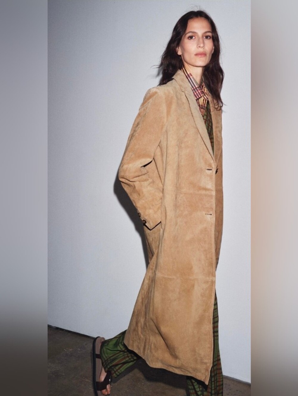 100% SUEDE LEATHER COAT ZW COLLECTION LIMITED EDITION - Picture 2 of 11